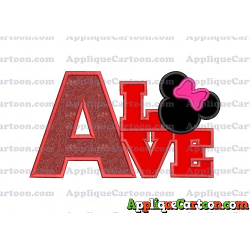 Love Minnie Mouse Applique Embroidery Design With Alphabet A