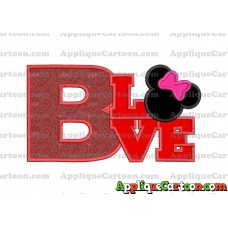Love Minnie Mouse Applique Embroidery Design With Alphabet B