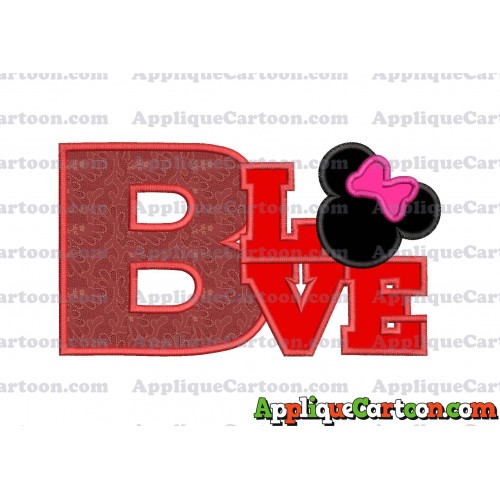 Love Minnie Mouse Applique Embroidery Design With Alphabet B
