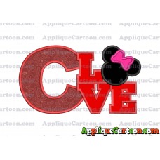 Love Minnie Mouse Applique Embroidery Design With Alphabet C