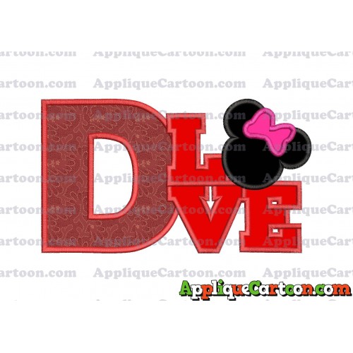 Love Minnie Mouse Applique Embroidery Design With Alphabet D