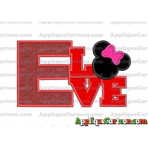 Love Minnie Mouse Applique Embroidery Design With Alphabet E