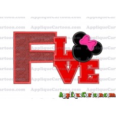 Love Minnie Mouse Applique Embroidery Design With Alphabet F