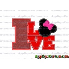 Love Minnie Mouse Applique Embroidery Design With Alphabet I