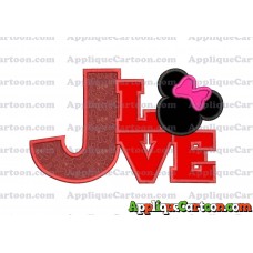 Love Minnie Mouse Applique Embroidery Design With Alphabet J