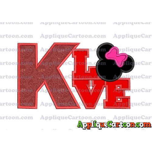 Love Minnie Mouse Applique Embroidery Design With Alphabet K
