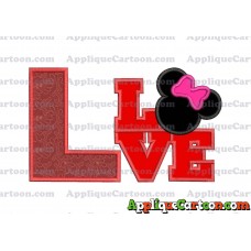 Love Minnie Mouse Applique Embroidery Design With Alphabet L
