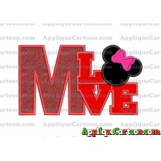 Love Minnie Mouse Applique Embroidery Design With Alphabet M