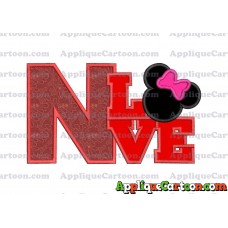 Love Minnie Mouse Applique Embroidery Design With Alphabet N