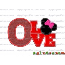 Love Minnie Mouse Applique Embroidery Design With Alphabet O