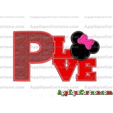 Love Minnie Mouse Applique Embroidery Design With Alphabet P