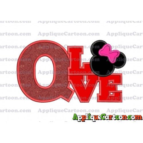 Love Minnie Mouse Applique Embroidery Design With Alphabet Q