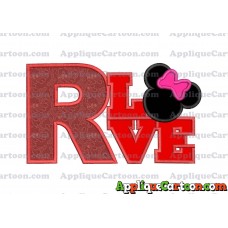 Love Minnie Mouse Applique Embroidery Design With Alphabet R