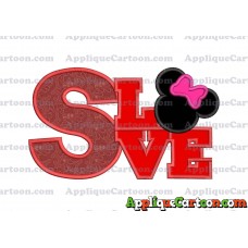 Love Minnie Mouse Applique Embroidery Design With Alphabet S