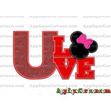 Love Minnie Mouse Applique Embroidery Design With Alphabet U