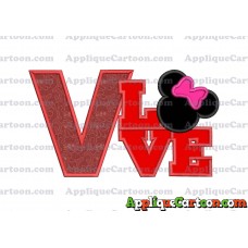 Love Minnie Mouse Applique Embroidery Design With Alphabet V