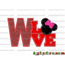 Love Minnie Mouse Applique Embroidery Design With Alphabet W