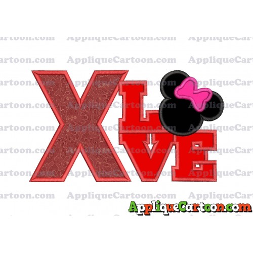 Love Minnie Mouse Applique Embroidery Design With Alphabet X