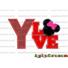 Love Minnie Mouse Applique Embroidery Design With Alphabet Y