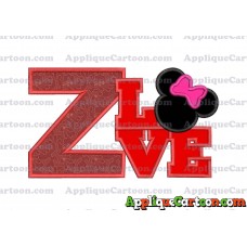 Love Minnie Mouse Applique Embroidery Design With Alphabet Z