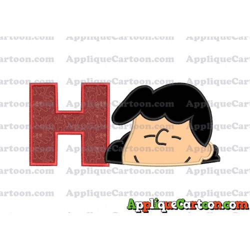 Lucy van Pelt Peanuts Head Applique Embroidery Design With Alphabet H