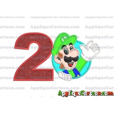 Luigi Super Mario Applique 01 Embroidery Design Birthday Number 2