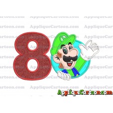 Luigi Super Mario Applique 01 Embroidery Design Birthday Number 8
