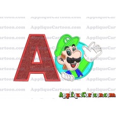 Luigi Super Mario Applique 01 Embroidery Design With Alphabet A
