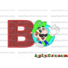 Luigi Super Mario Applique 01 Embroidery Design With Alphabet B