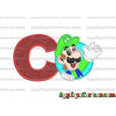 Luigi Super Mario Applique 01 Embroidery Design With Alphabet C