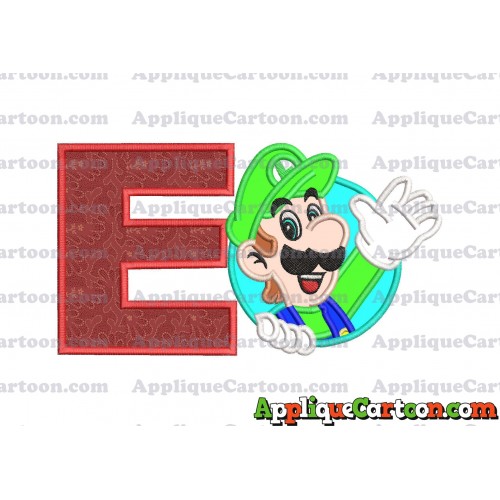 Luigi Super Mario Applique 01 Embroidery Design With Alphabet E