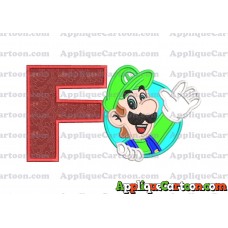 Luigi Super Mario Applique 01 Embroidery Design With Alphabet F