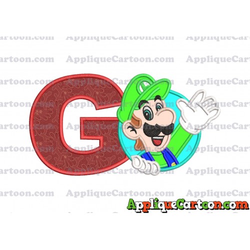 Luigi Super Mario Applique 01 Embroidery Design With Alphabet G