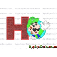 Luigi Super Mario Applique 01 Embroidery Design With Alphabet H
