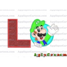 Luigi Super Mario Applique 01 Embroidery Design With Alphabet L