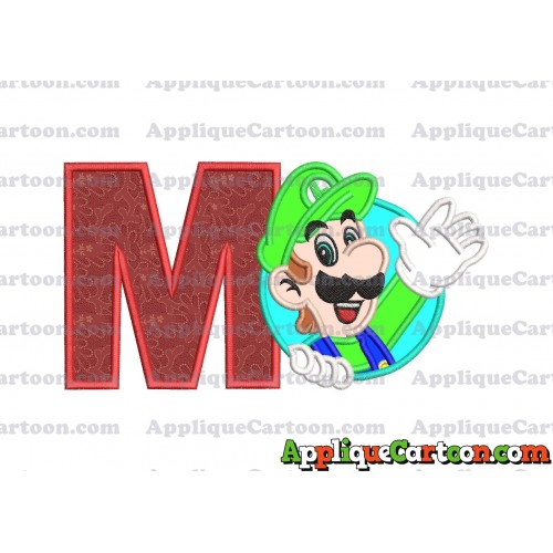 Luigi Super Mario Applique 01 Embroidery Design With Alphabet M