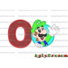 Luigi Super Mario Applique 01 Embroidery Design With Alphabet O