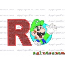 Luigi Super Mario Applique 01 Embroidery Design With Alphabet R