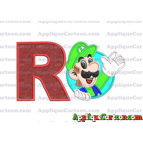 Luigi Super Mario Applique 01 Embroidery Design With Alphabet R