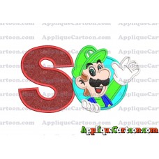 Luigi Super Mario Applique 01 Embroidery Design With Alphabet S
