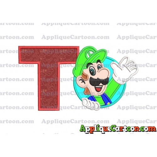 Luigi Super Mario Applique 01 Embroidery Design With Alphabet T