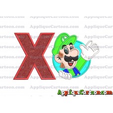 Luigi Super Mario Applique 01 Embroidery Design With Alphabet X
