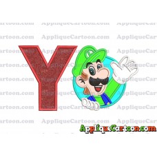 Luigi Super Mario Applique 01 Embroidery Design With Alphabet Y