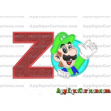 Luigi Super Mario Applique 01 Embroidery Design With Alphabet Z