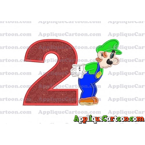 Luigi Super Mario Applique 02 Embroidery Design Birthday Number 2