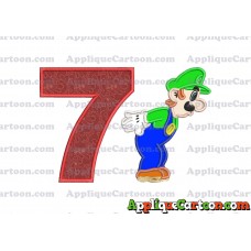 Luigi Super Mario Applique 02 Embroidery Design Birthday Number 7