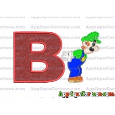 Luigi Super Mario Applique 02 Embroidery Design With Alphabet B