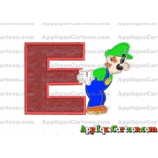 Luigi Super Mario Applique 02 Embroidery Design With Alphabet E