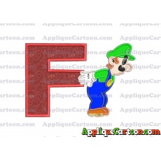 Luigi Super Mario Applique 02 Embroidery Design With Alphabet F