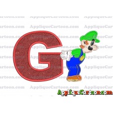 Luigi Super Mario Applique 02 Embroidery Design With Alphabet G